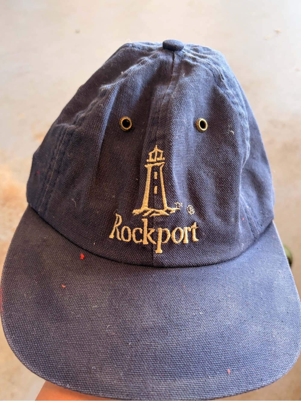 Rockport Navy and Gold Embroidered Lighthouse Cap